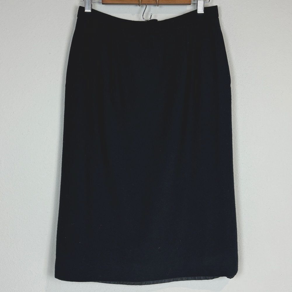 Vintage Pendleton Black Wool Midi Skirt 12
